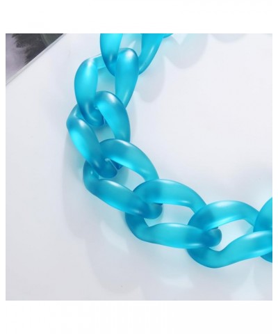 Chunky Acrylic Necklace Smooth Chain Link Cool Statement Choker Cuban Style Jewelry Gift for Women Girls Blue matte $10.59 Ne...