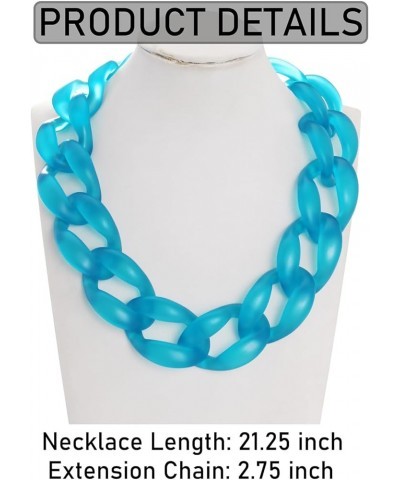 Chunky Acrylic Necklace Smooth Chain Link Cool Statement Choker Cuban Style Jewelry Gift for Women Girls Blue matte $10.59 Ne...