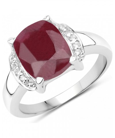 Genuine Cushion Ruby and White Topaz Ring in Sterling Silver $26.70 Others