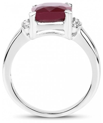 Genuine Cushion Ruby and White Topaz Ring in Sterling Silver $26.70 Others