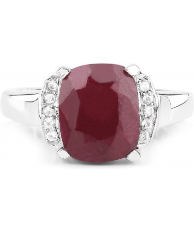 Genuine Cushion Ruby and White Topaz Ring in Sterling Silver $26.70 Others