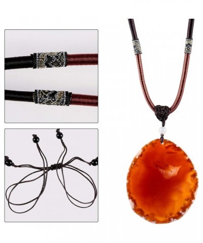 Irregular Agate Slice Stone Pendant with Adjustable Rope, Healing Crystal Geode Necklace 2-Red $9.34 Necklaces