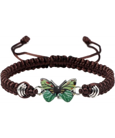 Classic Butterfly Bracelets for Women Adjustable Woven Bracelets Charm Color Butterfly Hand Chain for Friendship Love 05-Gree...