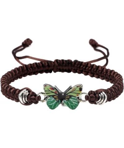 Classic Butterfly Bracelets for Women Adjustable Woven Bracelets Charm Color Butterfly Hand Chain for Friendship Love 05-Gree...