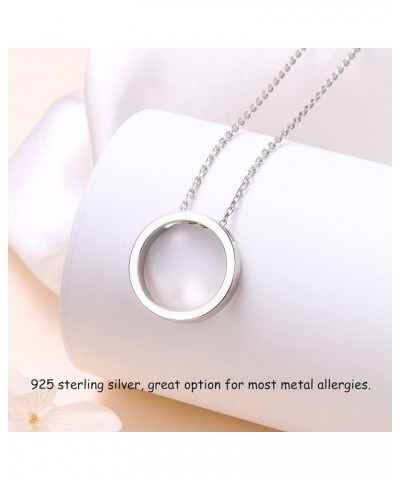 925 Sterling Silver Geometric Shapes Necklace Triangle/Rectangle/Circle Pendant Necklace for Women Jewelry Gifts Circle Silve...