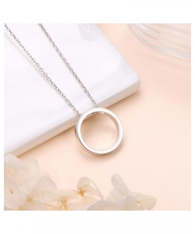 925 Sterling Silver Geometric Shapes Necklace Triangle/Rectangle/Circle Pendant Necklace for Women Jewelry Gifts Circle Silve...