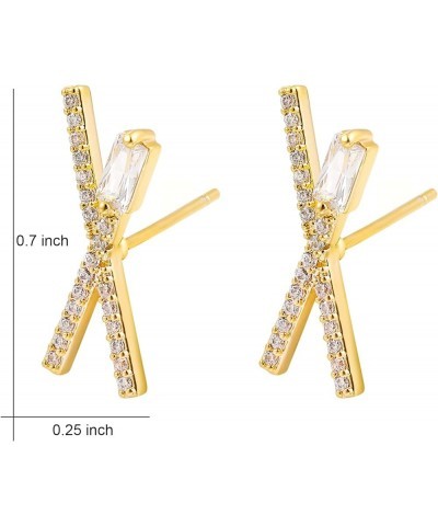 Exquisite Cubic Zirconia Stud Earrings,Geometric Statement Jewelry Crystal Inlaid Hollow Multilayer Open Hoops Ear Stud For W...