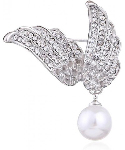 Imitation Pearl Corsage Jewelry Fashion Alloy Rhinestone Brooch Pin Angel Wings Shape Breastpin Silver $8.28 Brooches & Pins