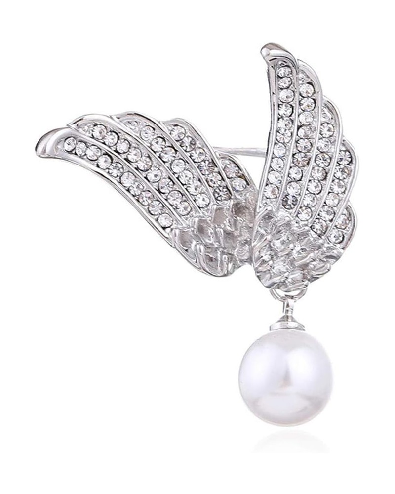 Imitation Pearl Corsage Jewelry Fashion Alloy Rhinestone Brooch Pin Angel Wings Shape Breastpin Silver $8.28 Brooches & Pins