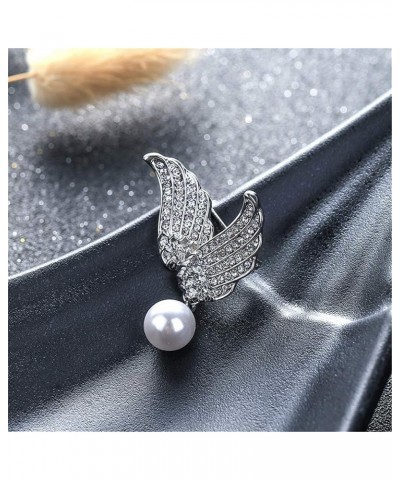 Imitation Pearl Corsage Jewelry Fashion Alloy Rhinestone Brooch Pin Angel Wings Shape Breastpin Silver $8.28 Brooches & Pins