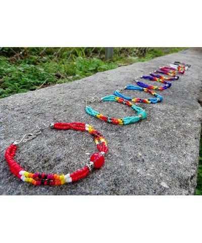 Native American Inspired Tumbled Round Gemstone Crystal Ball Multicolored Seed Beaded Multi Strand Bracelet - Womens Tribal F...