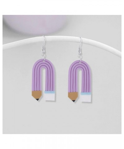 Unique Pencil Earrings Creative Funny Teacher Dangle Drop Earrings for Women Girls Handmade Polymer Clay Pencil Earrings for ...