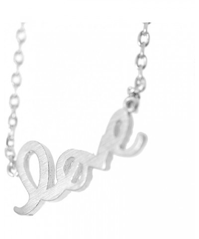 Handcrafted Brushed Metal LOVE Script Necklace Silver $8.84 Necklaces