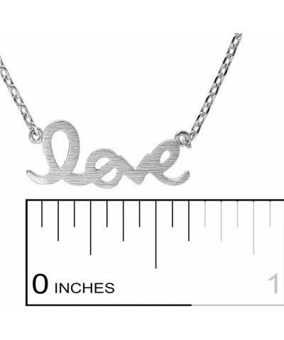 Handcrafted Brushed Metal LOVE Script Necklace Silver $8.84 Necklaces