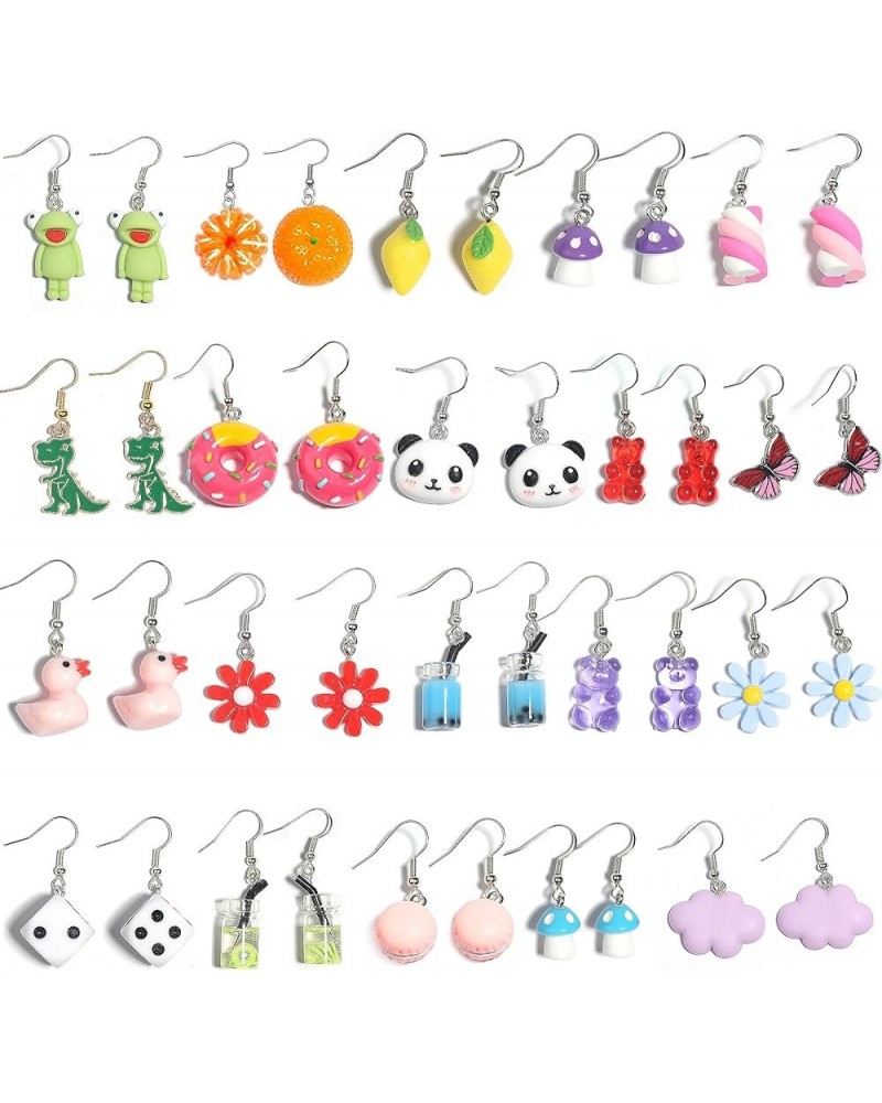 20 Pairs Weird Earrings Funny Earrings Gummy Bear Duck Water Bottle Fish Dinosaur Mushroom Butterfly Strawberry Dangle Earrin...