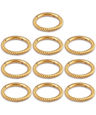 10PCS Rings Hypoallergenic Stainless Steel 0g 2g Plugs Ear Gauges Piercing Stretchers Fashion Body Jewelry 1.2*8mm 10PCS Gold...