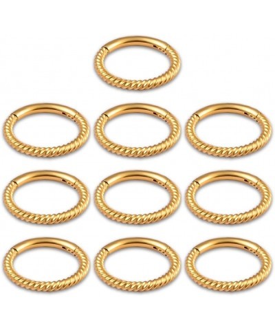 10PCS Rings Hypoallergenic Stainless Steel 0g 2g Plugs Ear Gauges Piercing Stretchers Fashion Body Jewelry 1.2*8mm 10PCS Gold...