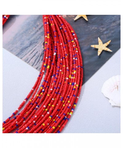 Women Wax Line Choker Statement Jewelry Set, Multi Layer Chunky Bib Necklace 2-Multicolor1 $5.95 Jewelry Sets