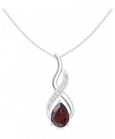 Natural Garnet Teardrop Infinity Pendant Necklace with Diamond for Women in Sterling Silver / 14K Solid Gold Platinum $47.52 ...