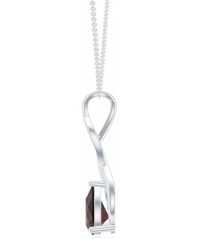 Natural Garnet Teardrop Infinity Pendant Necklace with Diamond for Women in Sterling Silver / 14K Solid Gold Platinum $47.52 ...