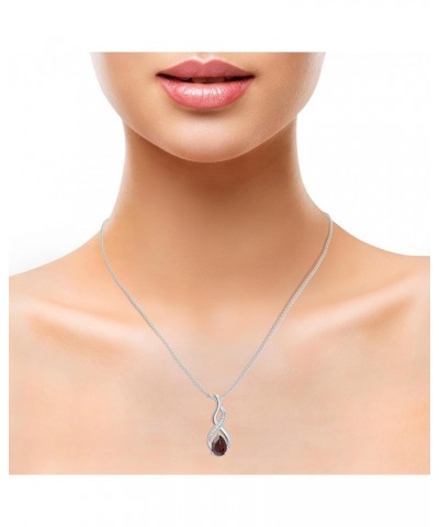 Natural Garnet Teardrop Infinity Pendant Necklace with Diamond for Women in Sterling Silver / 14K Solid Gold Platinum $47.52 ...