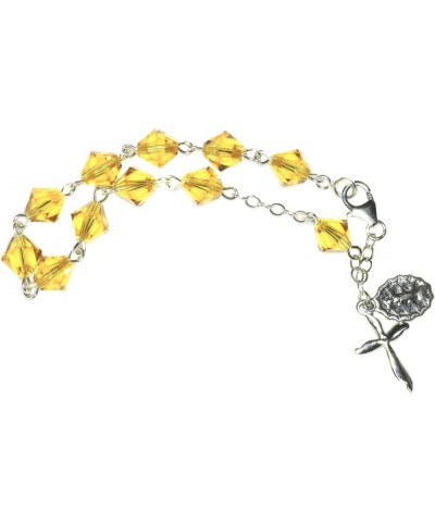 Rosary Bracelet Made with Gemstone, Austrian Crystal, Glass OR Sport Beads CRYSTAL - Lt Topaz - November $38.87 Bracelets