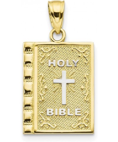 Solid 10k Yellow Gold Two Toned Holy Bible Charm Pendant - 23mm x 13mm $74.80 Pendants