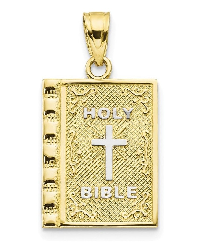 Solid 10k Yellow Gold Two Toned Holy Bible Charm Pendant - 23mm x 13mm $74.80 Pendants