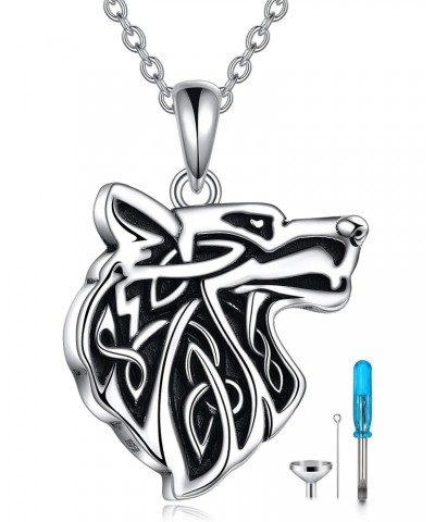 Wolf Urn Necklace for Ashes 925 Sterling Silver Celtic Viking Cremation Jewelry for Women Men $27.53 Necklaces