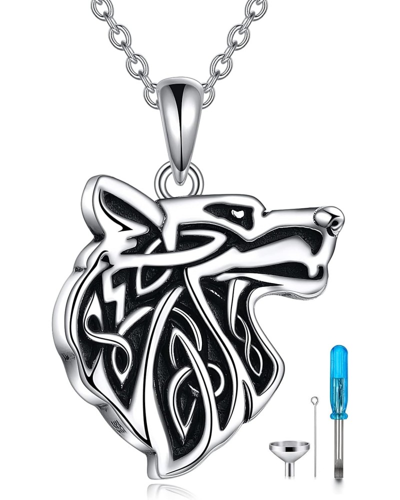 Wolf Urn Necklace for Ashes 925 Sterling Silver Celtic Viking Cremation Jewelry for Women Men $27.53 Necklaces