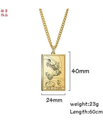 Tarot Card Necklace for Men Women,Stainless Steel The Suit of Cups Tarot Card Pendant Rider Waite Necklace 18K IP Gold Plated...