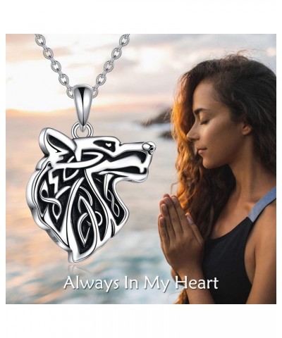 Wolf Urn Necklace for Ashes 925 Sterling Silver Celtic Viking Cremation Jewelry for Women Men $27.53 Necklaces