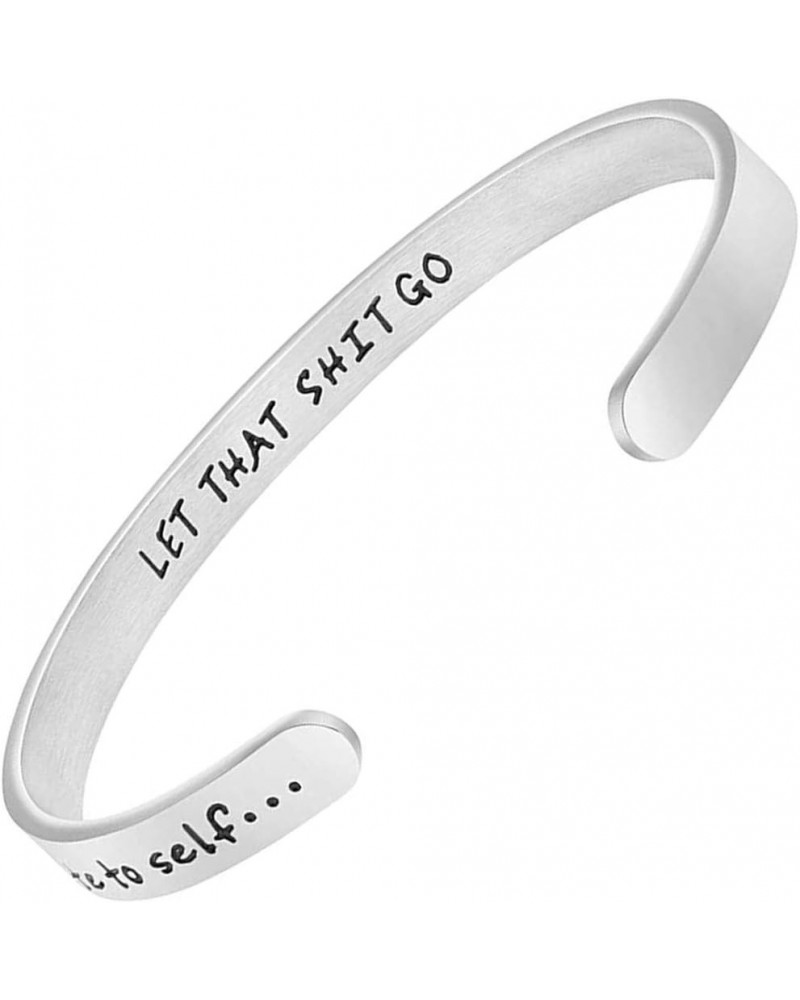 Gift for Year 2024 Personalized Mantra Bracelet for Women Men Girl Inspirational Jewelry Cuff Bangle LET THAT SHIT GO $9.50 B...