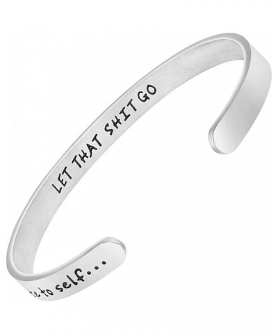 Gift for Year 2024 Personalized Mantra Bracelet for Women Men Girl Inspirational Jewelry Cuff Bangle LET THAT SHIT GO $9.50 B...