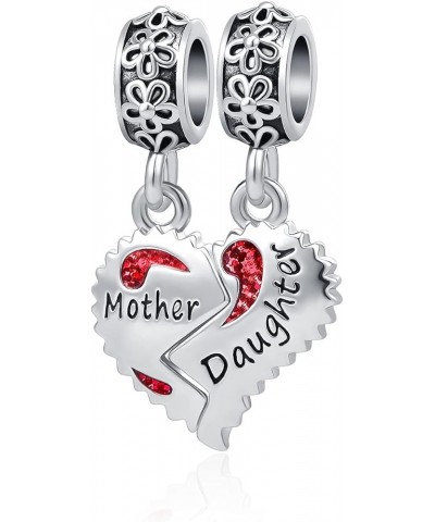 Mother Daughter Charm for Bracelets Love Heart Mother Mommy Bead from Daughter Son Birthday Gift Flower $8.25 Bracelets