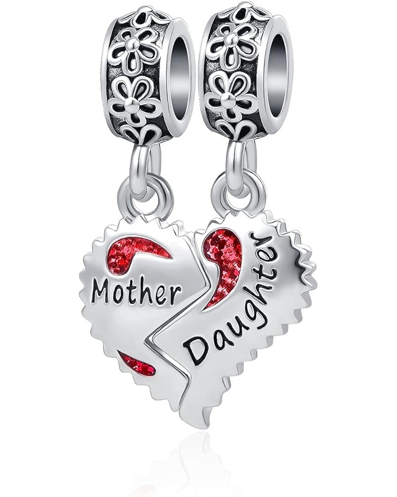 Mother Daughter Charm for Bracelets Love Heart Mother Mommy Bead from Daughter Son Birthday Gift Flower $8.25 Bracelets