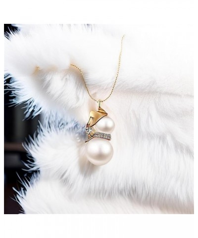 Essencedelight Christmas Snowman Pendant Necklace Imitation Pearl Crystal Necklace Big Gourd Necklace Long Sweater Chain for ...