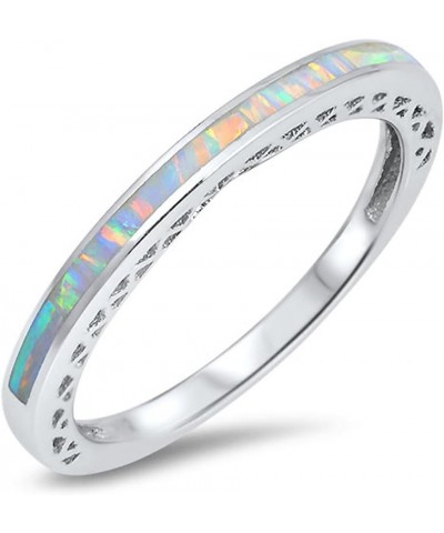 CHOOSE YOUR COLOR Sterling Silver Stackable Ring White (Simulated Opal) $12.31 Rings