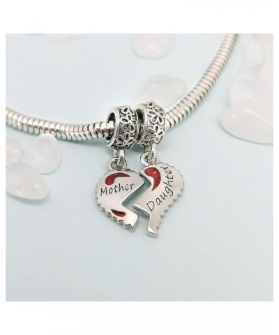 Mother Daughter Charm for Bracelets Love Heart Mother Mommy Bead from Daughter Son Birthday Gift Flower $8.25 Bracelets