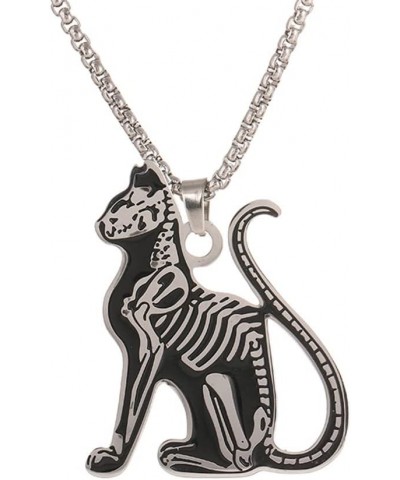 Cat Skeleton Necklace - Gothic Stainless Steel Feral Bones Cat Pendent - Mystic Pagan Necklace Jewelry Gift Accessories $10.0...