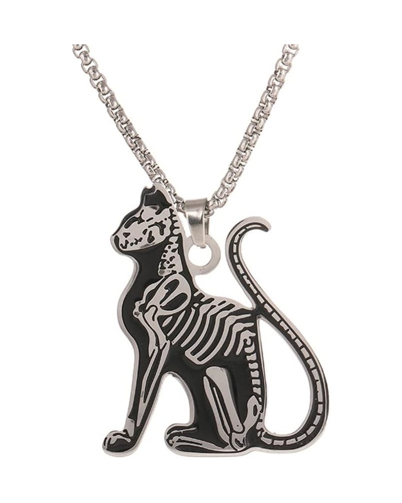 Cat Skeleton Necklace - Gothic Stainless Steel Feral Bones Cat Pendent - Mystic Pagan Necklace Jewelry Gift Accessories $10.0...