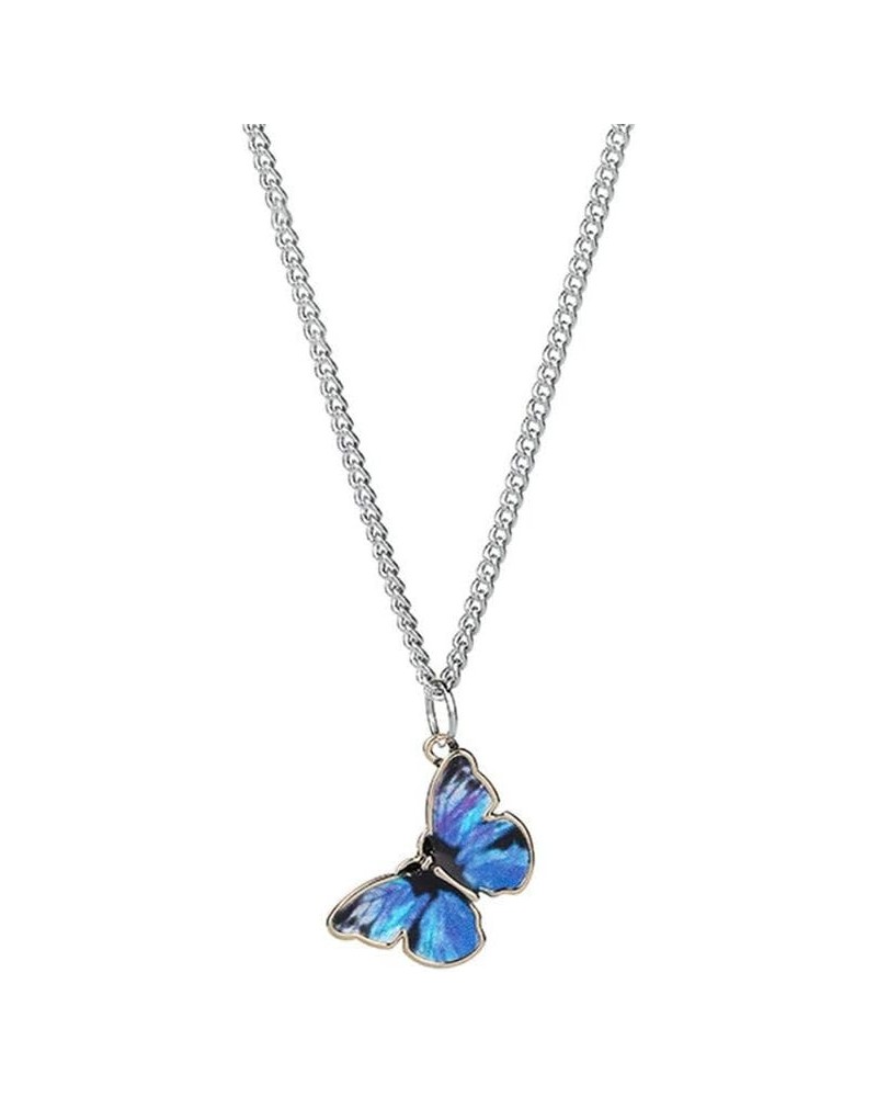 Beautiful Blue Enamel Butterfly Pendant Necklace Womens Alloy Cute Necklace with 44cm Chain purple $3.72 Necklaces