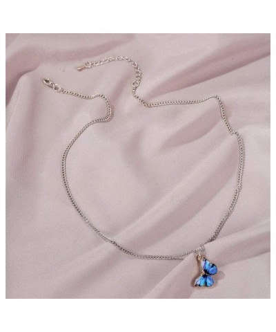 Beautiful Blue Enamel Butterfly Pendant Necklace Womens Alloy Cute Necklace with 44cm Chain purple $3.72 Necklaces