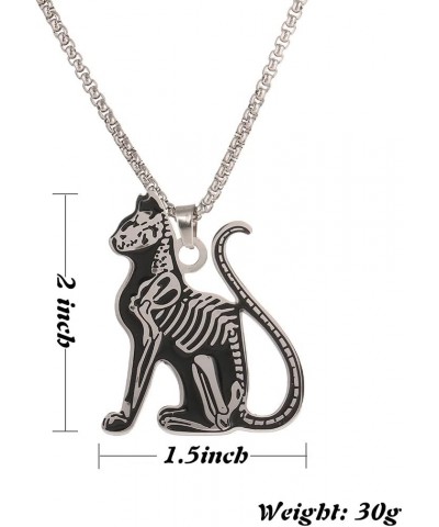 Cat Skeleton Necklace - Gothic Stainless Steel Feral Bones Cat Pendent - Mystic Pagan Necklace Jewelry Gift Accessories $10.0...