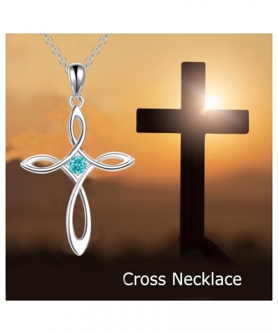 Cross Necklace for Women 925 Sterling Silver Cross Birthstone Pendant Necklace Infinity Cross Religious Jewelry Gifts for Wom...