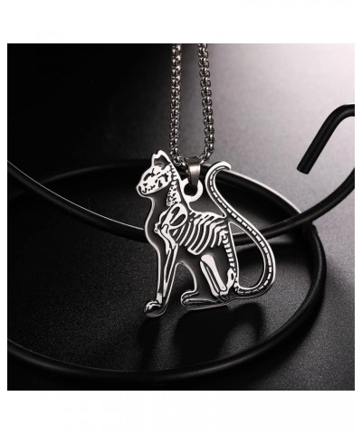 Cat Skeleton Necklace - Gothic Stainless Steel Feral Bones Cat Pendent - Mystic Pagan Necklace Jewelry Gift Accessories $10.0...