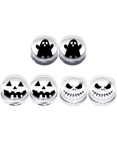 1 Set Ear Gauges Flesh Plugs Double Flared Acrylic Tunnels Saddle Expanders Halloween Earrings Stretchers 0g to 30mm. Y705 9/...