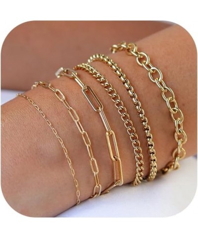 Gold Bracelets for Women 14k Gold Plated Dainty Cuban Herringbone Bracelets Paperclip Bracelet Simple Flat Curb Chain Bracele...