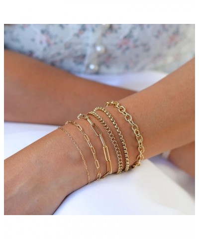 Gold Bracelets for Women 14k Gold Plated Dainty Cuban Herringbone Bracelets Paperclip Bracelet Simple Flat Curb Chain Bracele...