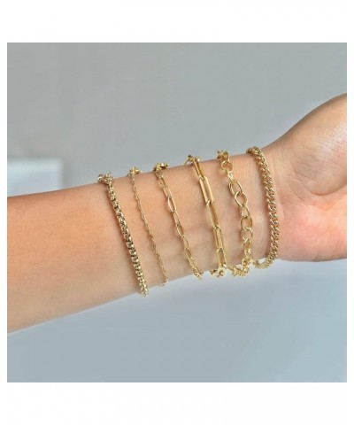 Gold Bracelets for Women 14k Gold Plated Dainty Cuban Herringbone Bracelets Paperclip Bracelet Simple Flat Curb Chain Bracele...